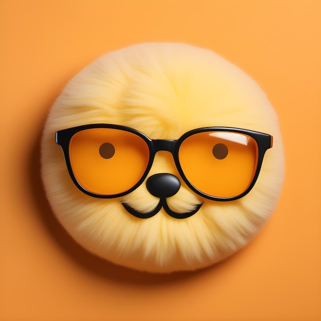 Happy amp Joyful Fluffy Emoji with Glasses Gentle Emojic Reaction on Muted Orange Background