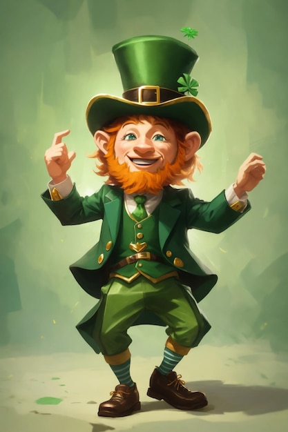 happy and jumping leprechaun ultra realistic