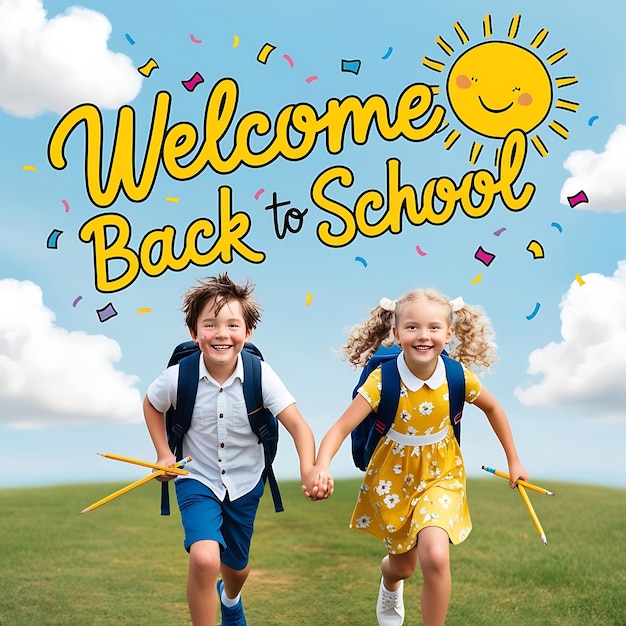 Happy Kids Celebrating Back to School