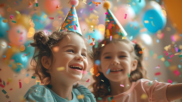 Happy Kids Celebrating at a Birthday Party Photo Realistic HighResolution Image of Children Experi