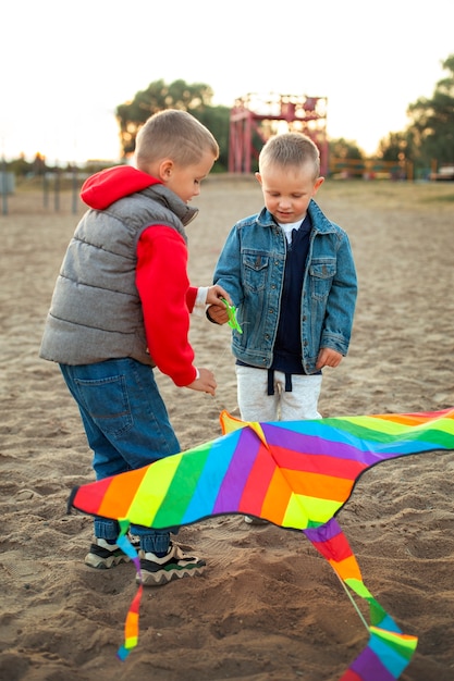 Happy kids playing outdoors