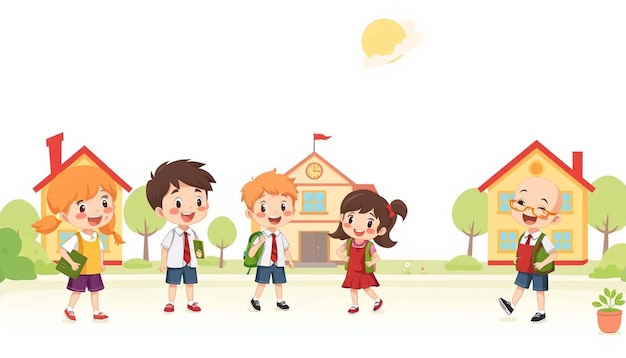 happy kids School illustration background