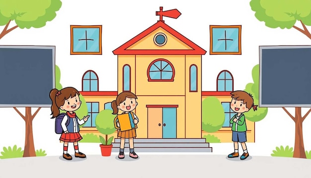 happy kids School illustration background