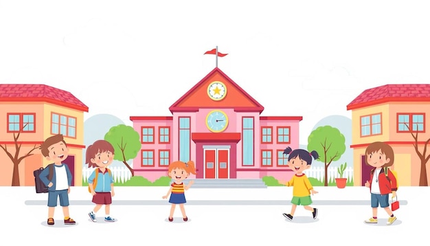 happy kids School illustration background