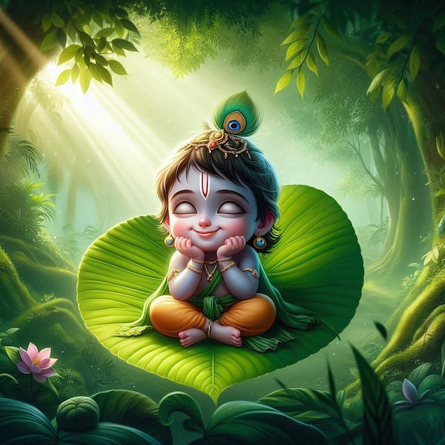 happy krishna janmashtami ai generated images with little cute krishna