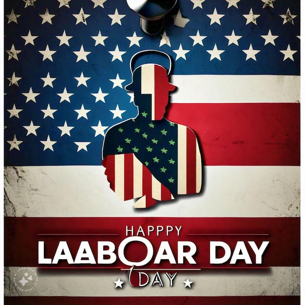 Photo happy labor day clipart with usa flag