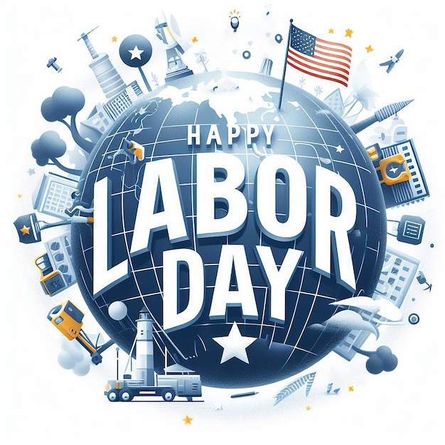 Happy Labor Day lettering with glob