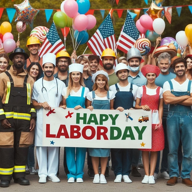 Photo happy labor day poster illustrations