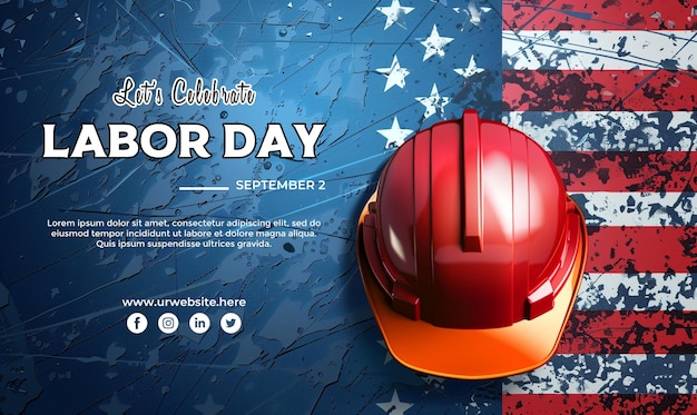 Happy Labor Day social media post banner or background PSD template for USA Labor Day