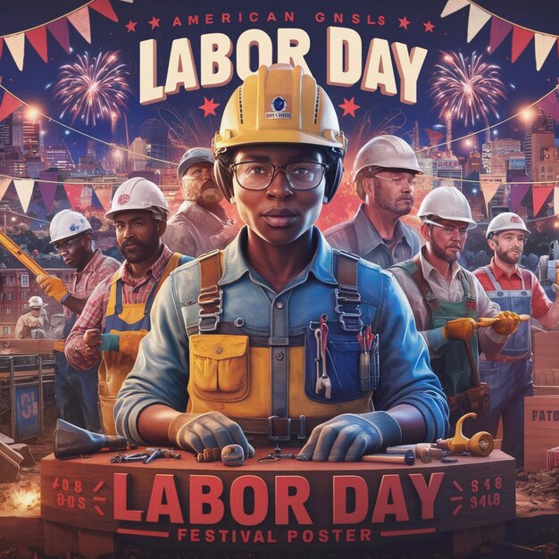 Happy labor day social media post template