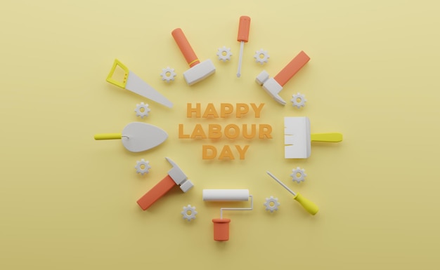 Happy labour day 3d illustration for banner