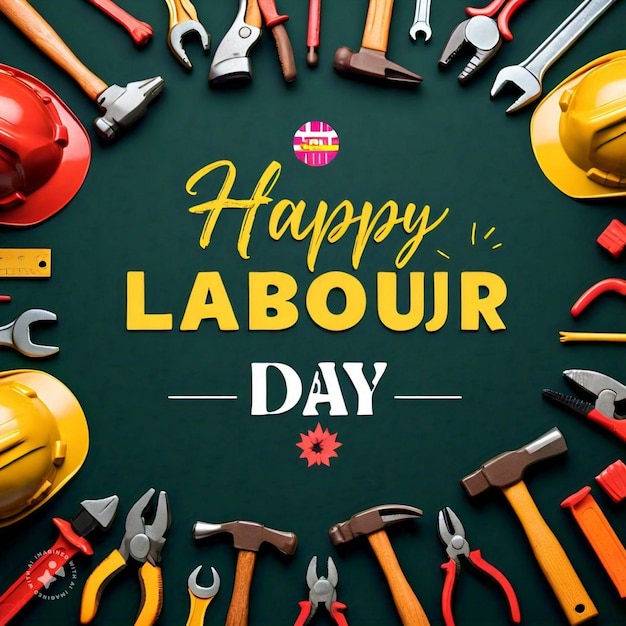 Photo happy labour day flyer design