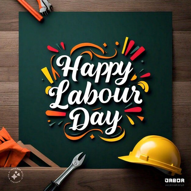 Photo happy labour day flyer design