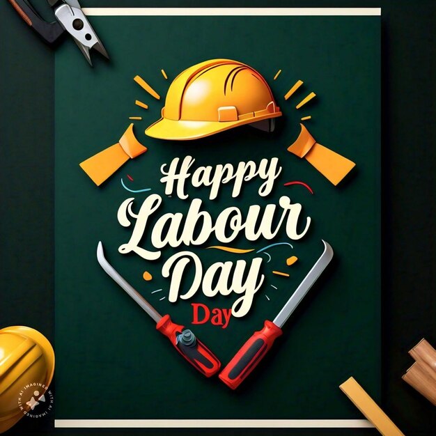 Photo happy labour day flyer design