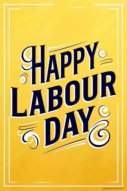 Photo happy labour day typography on yellow background