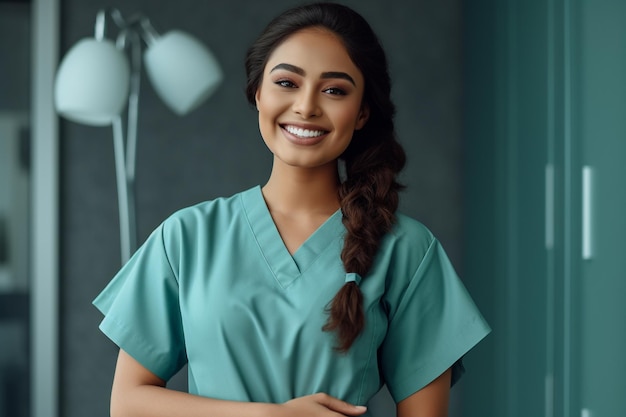 Happy latina nurse photo in the work