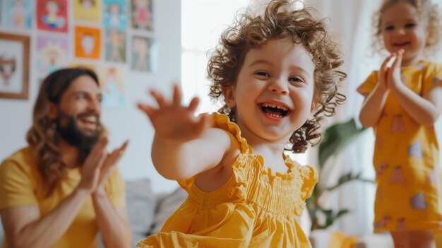 Photo the happy laughing toddler