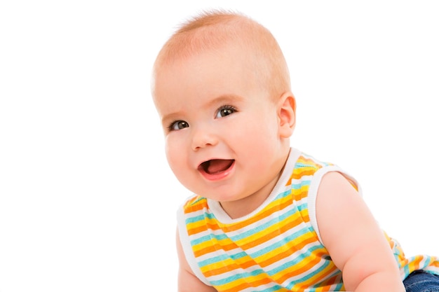 Happy Little Baby isolated on white background.