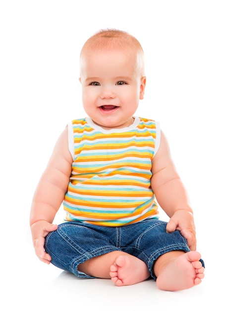 Happy Little Baby isolated on white background.