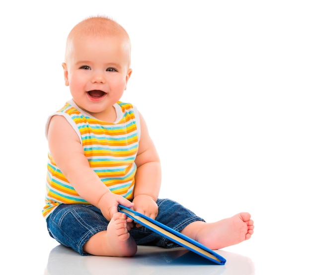 Happy Little Baby isolated on white background.