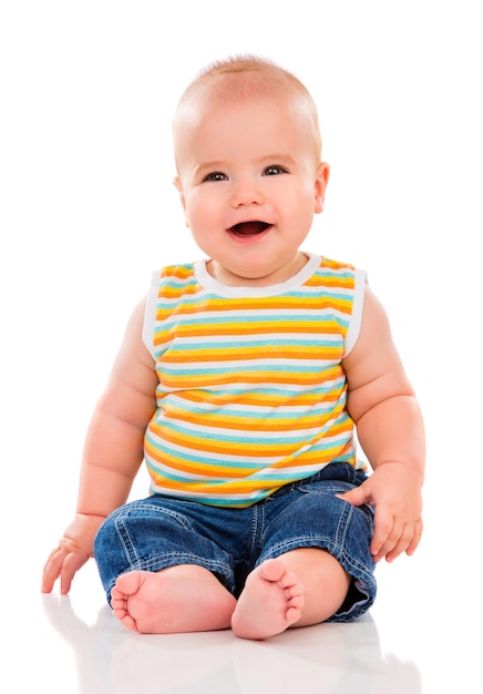 Happy Little Baby isolated on white background.