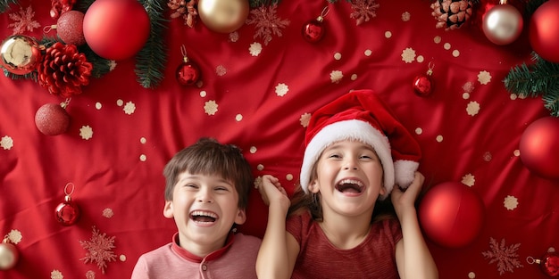 A happy little children wear christmas costume smiling