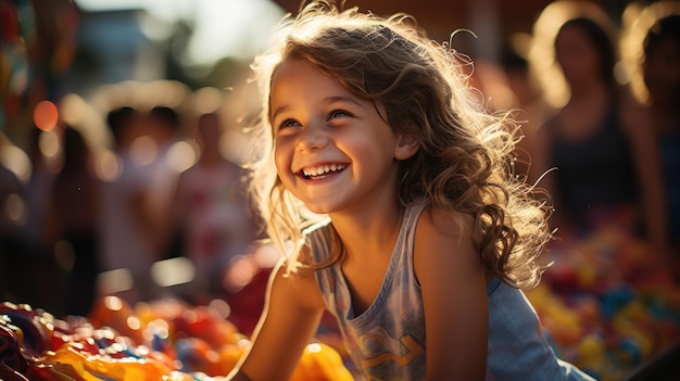 Happy little girl having fun at the playground