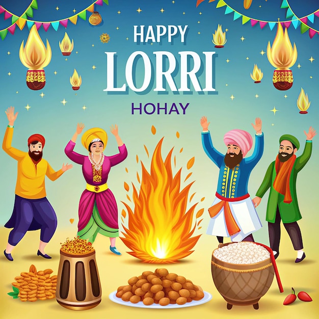 Photo happy lohri celebrate punjabi festival of india