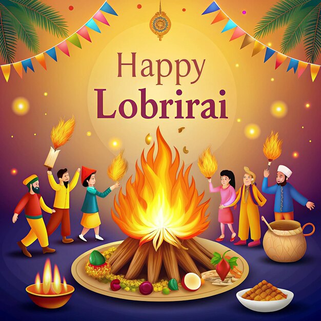 Photo happy lohri celebrate punjabi festival of india