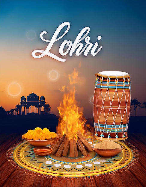 Photo happy lohri festival poster design