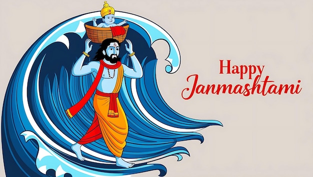 Happy lord Krishna janmashtami celebration banner design template