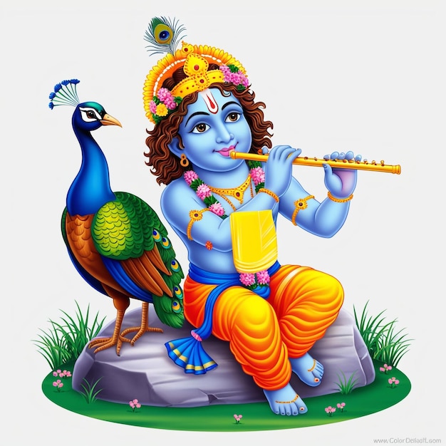 Photo happy lord krishna janmashtami celebration banner design template