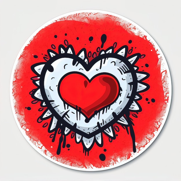 Happy love sticker in cartoon style Generative ai