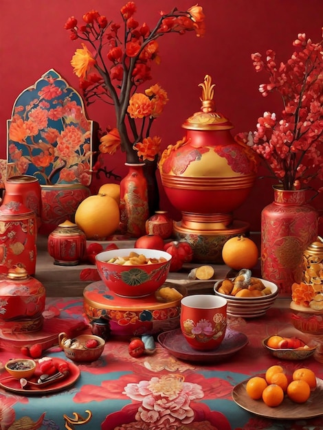 Happy Lunar Year Chinese New year Celebration Image Everything is Red