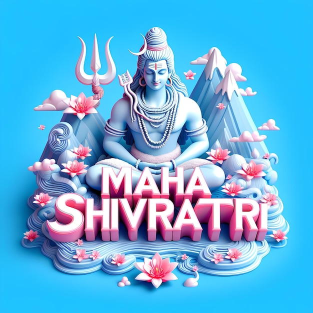 Happy Maha Shivaratri wish with lord shiva idol and statue 3d