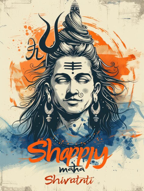 Photo happy maha shivratri with trisulam a hindu festival celebrated of lord shiva