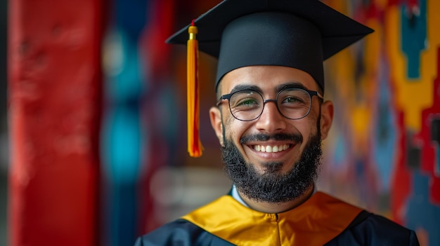 Happy man portrait on her graduation day University Education and people