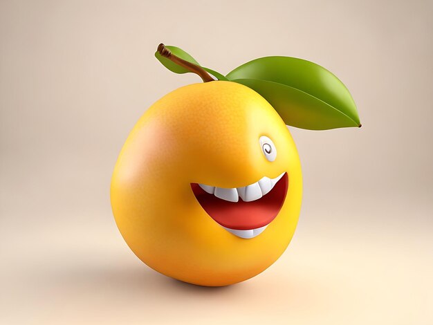 Happy Mango with smiling face 3D illustration 3D rendering generated ai