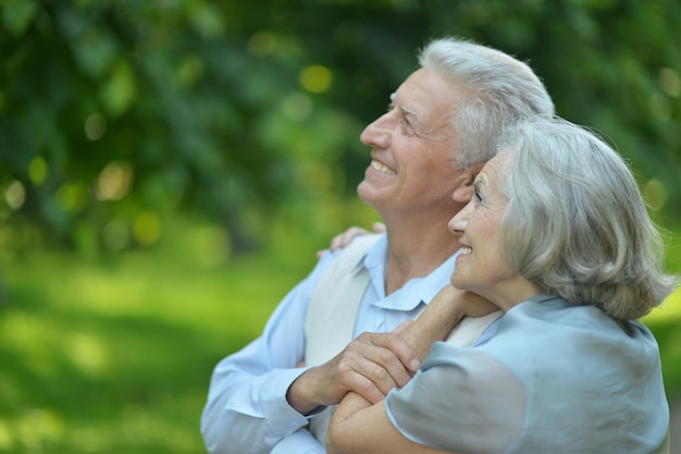 Happy Mature couple in the park in summer day