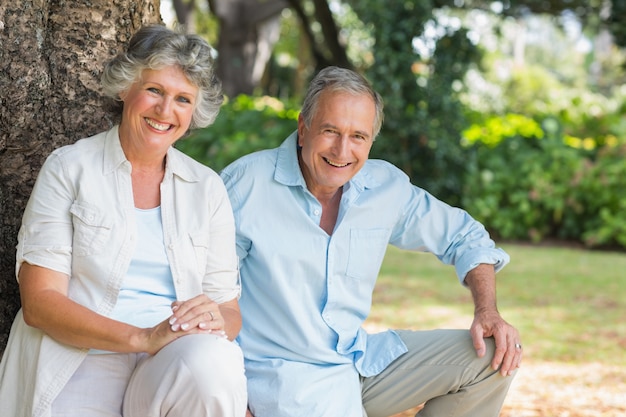 Happy mature couple in park