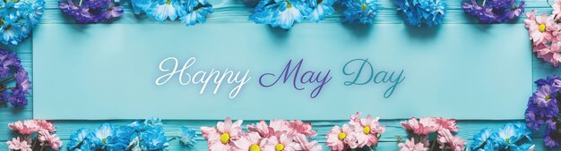 Photo happy may day banner with flower collage