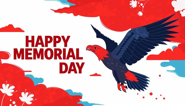 Happy memorial day background with eagle