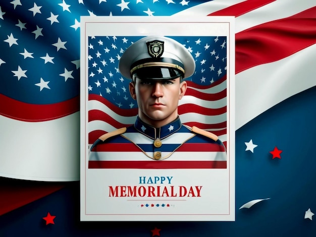 Happy memorial day greeting card design