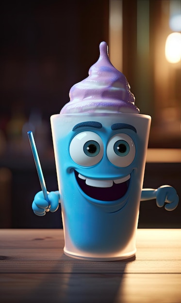 Happy Milkshake Cartoon Character