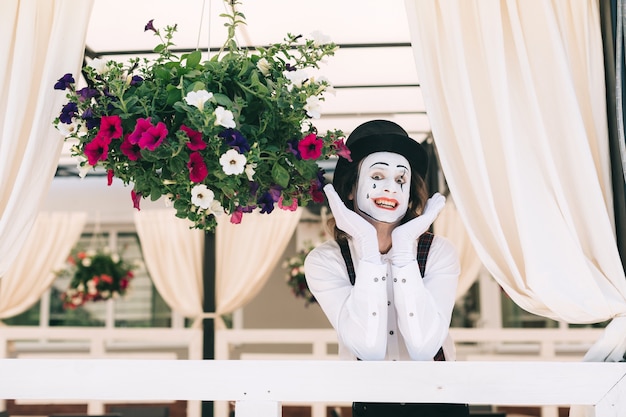 Happy mime posing