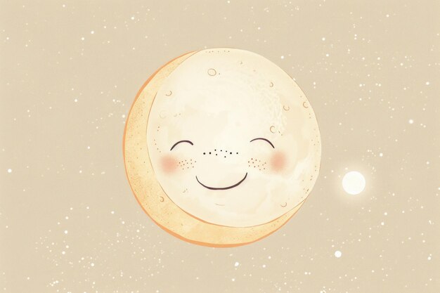 Photo happy moon smiling with stars in the background captioned the moon is smiling at you