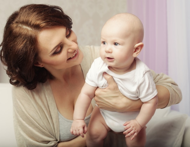 happy mother and baby