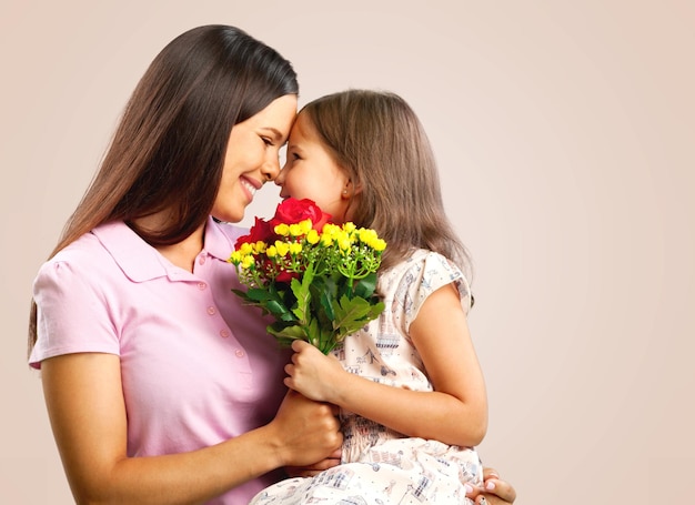 Happy Mother and daughter hugging