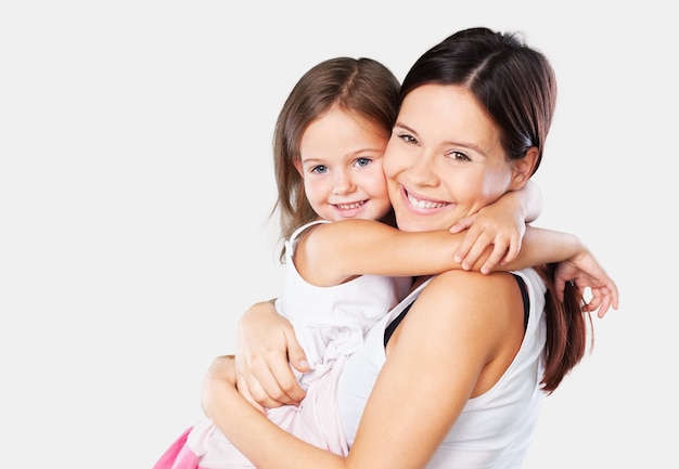 Happy Mother and daughter hugging