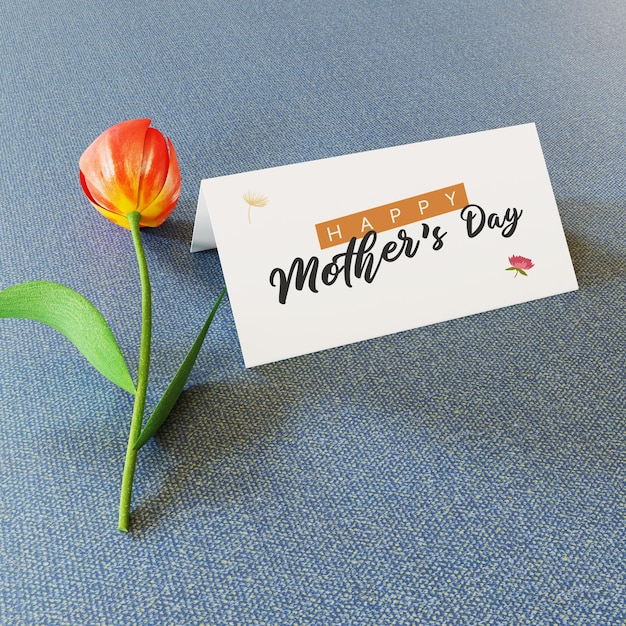 Happy mother day fold paper high resolution with flower on fabric cloth